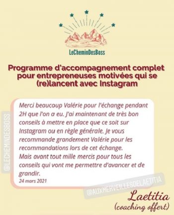 Témoignagne coaching Laetitia